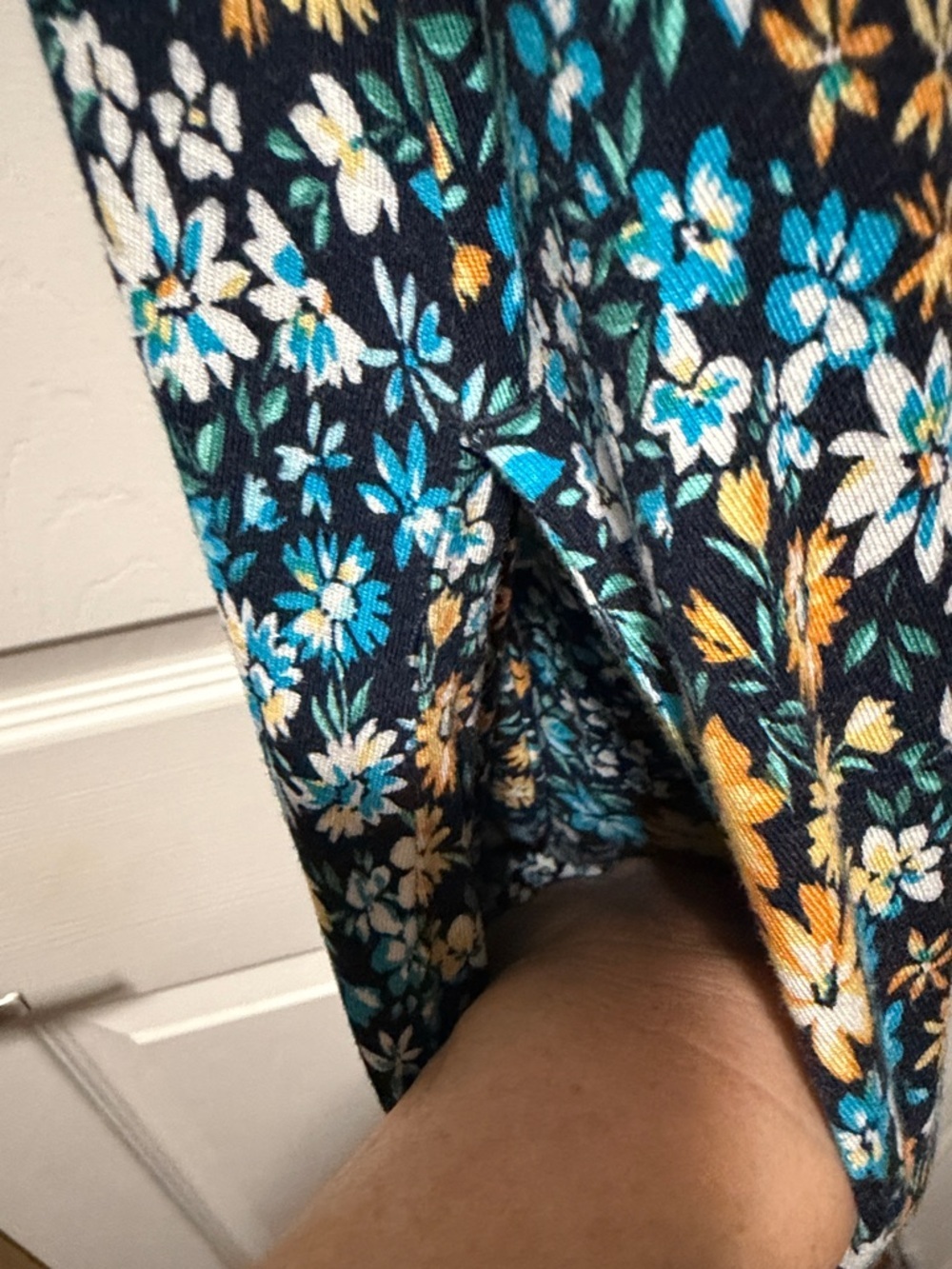 Terra & Sky Blue Floral Midi Dress with Yellow Accents - Picture 6 of 7